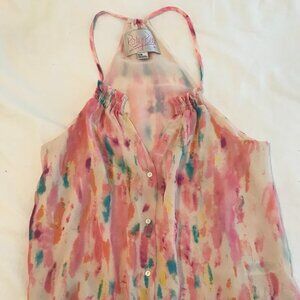 NWOT Rory Beca size M multicolor (pink, green, orange, yellow) chiffon top